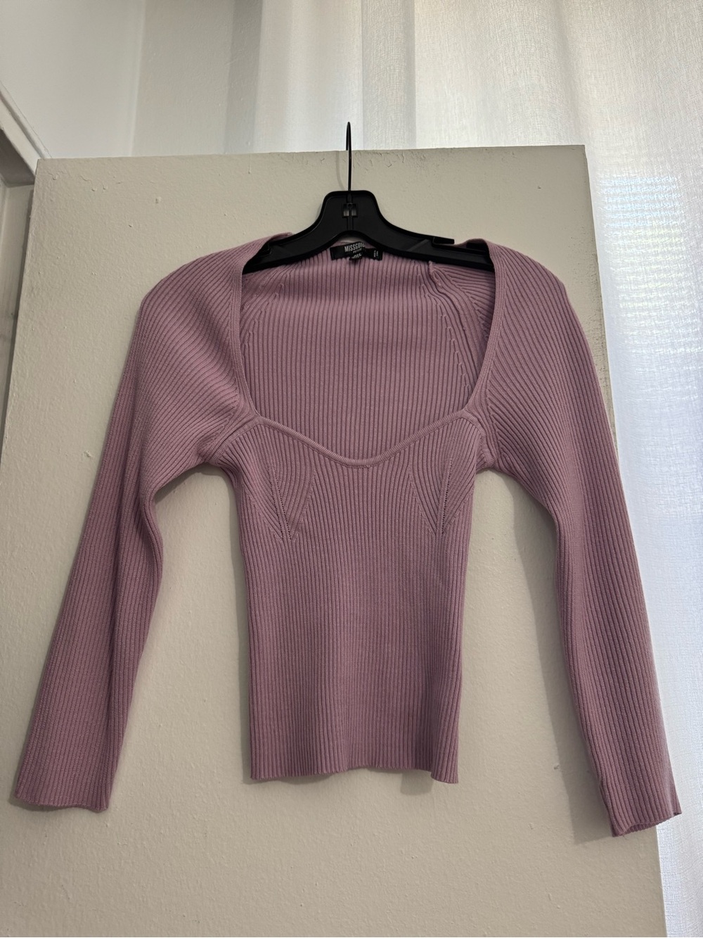 Missguided Ribbed Long Sleeve Top Size 2/4